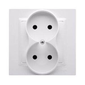 Dupla aljzat földelés nélkül MONOBLOCK (modul) 16A, 250V~, csavaros csatlakozók, fehér Komplett - nem fehér keretekhez Simon10