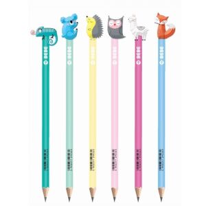 Színes HB iskolai ceruza állatos mintával