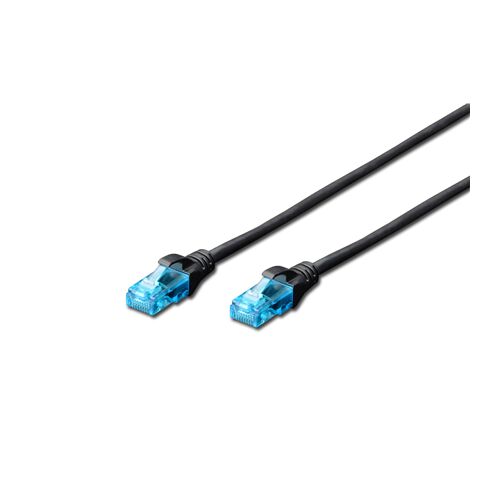 DIGITUS Professzionális Patch Cable - 1 m - Fekete | Férfi | RJ-45 | CAT 5e