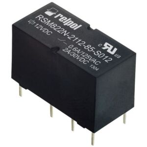 Szubminiatűr relé RSM822N-2112-85-S012 monostabil, 2 váltóérintkező, 2 A, nyomtatott áramkörökhöz. Bemenet / tekercs: 1-16, feszültség