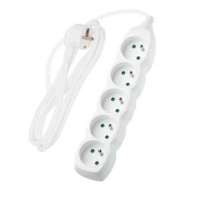 5 csatlakozós hosszabbító kábel, fehér, 5 m