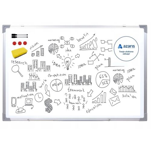 NAGY MÁGNESES FEHÉR TÁBLA 60X45 SZÁRAZON RAGYOGÓ, FILCTOLL, SZIVACS 145056789