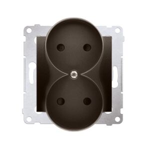 Dupla aljzat földelés nélkül redőnnyel (modul) 16A, 250V AC, csavaros csatlakozók, matt bronz (met.)