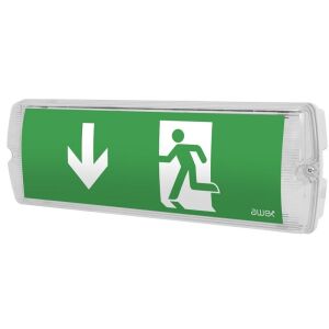 Hálózati tápellátású és vészhelyzeti LED lámpatest, GAZDASÁGOS 1W 3h + PU33, tesztgomb, IP65