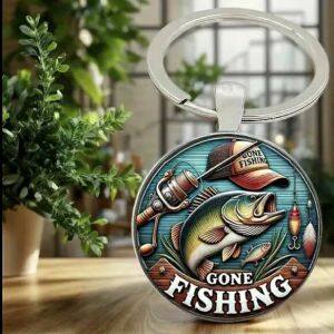 „Horgászni mentem”, férfiaknak, horgász, rozsdamentes acél kulcstartó, kitűnő ajándék #404 145060340 - Ajándék kulcstartó