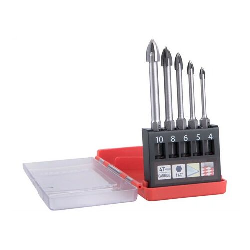 Extol Premium FÚRÓ KÉSZLET ÜVEGRE, KERÁMIÁRA ÉS CSEMPÉRE, 1/4" HATSZÖG, 5DB-OS 8801899 145075579