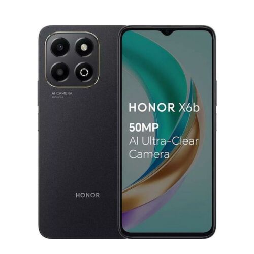 Honor X6b Midnight Black okostelefon elölről és hátulról