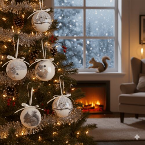 Gömb karácsonyfadísz díszdobozban - 6 darabos 6 cm - havas / erdei állatok 145078658