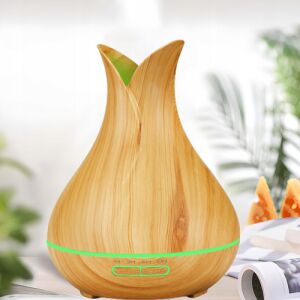 Tulipán alakú 500 mL párologtató USB-vel, RGB színes, ultrahangos, világosbarna, távirányítóval 145081913 - Retoo