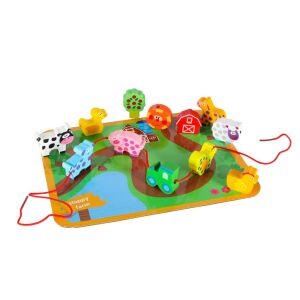 Fából készült blokkok menetes deszka deszka farm állatokhoz