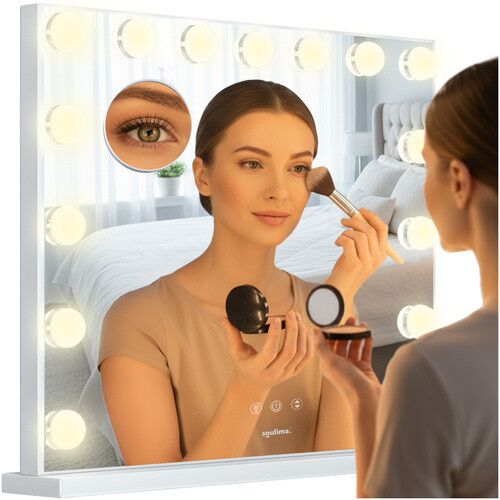 LED Kozmetikai Tükör Soulima 58x46 cm, hollywoodi stílusban, 15 LED izzóval - Kód: 26129 145082204