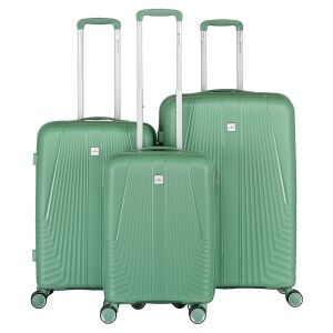 Zestaw walizek podróżnych z tworzywa ABS w zielonym kolorze - Peterson 145086267 - Opatrunek dodatkowy