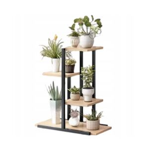 Virágtartó Állvány – 4 Szintes, Sonoma Tölgy / Fekete Fém Vázzal 145087560 - Ramiz