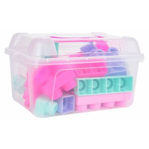 Puha építőkocka szett 32 darabos rózsaszín + bőrönd