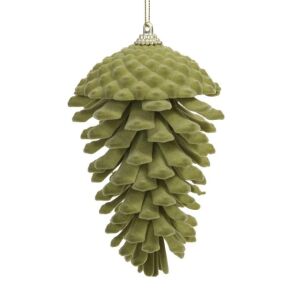 Toboz flokkolt műanyag zöld S/2 14x8cm 145088819 - Szezonális dekoráció