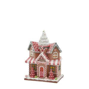 Mézeskalács ház piros tetős Led-es 28x21cm 145088823 - Szezonális dekoráció