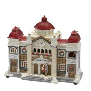 Dioráma vasutállomás Led-es poly 27x32cm 145088833 - Szezonális dekoráció