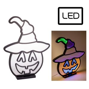 Világító tök kalapban Led-es 34,5x30cm 145088851 - Halloweeni dekoráció
