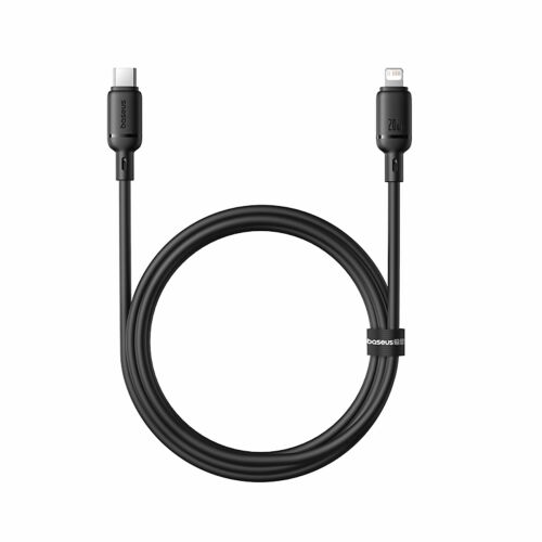 Baseus Silky Series USB-C apa - Lightning iPhone 20W töltőkábel 1m - Fekete