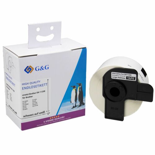 G&G 38 x 90 mm Etikett címke Brother DK-11208 hőnyomtatókhoz (400 címke/tekercs)