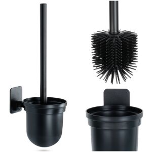 Szilikon WC-kefe tartállyal, akasztható, fekete, 35 cm 145098094 - WC kefe & tartó