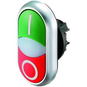 M22-DDL-GR-X1/X0 hajtás, dupla nyomógomb rugóvisszatérítéssel, világít