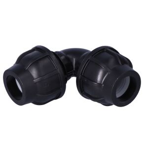 PP szorító könyök 90 fok 25x25 PN16, PE csövekhez, fekete 145104707 - KPE idom