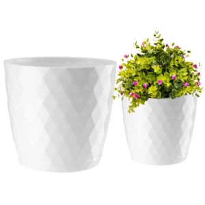 Kerek fehér műanyag virágcserép 20 cm Cristal