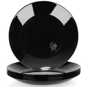 Fekete üveg lapos tányérok 25,5 cm 6 db. 145109780 - Tányér