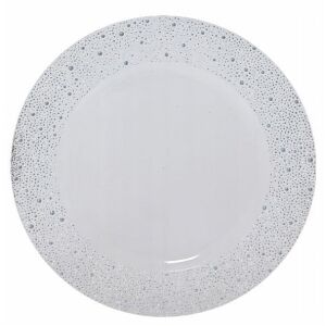 Fehér műanyag aljú tányér pettyes ezüst szegéllyel, 33 cm 145110325 - Tányér