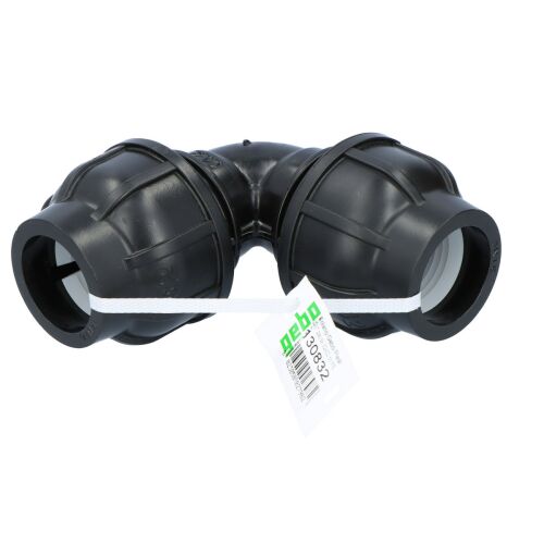 PP szorító könyök 90 fok 32x32 PN16, PE csövekhez, fekete 145114883