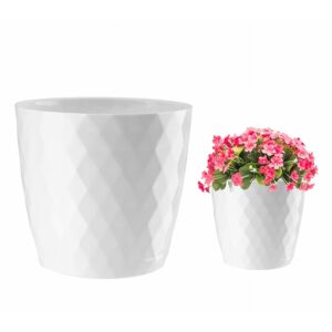 Dekoratív fehér műanyag virágcserép Cristal 14x12 cm