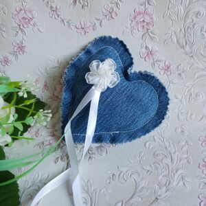 ESKÜVŐ GYP19 - Farmer szív alakú organza virágos gyűrűpárna 145088269 - Ajándékötlet esküvőre