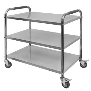 Rozsdamentes acél 3 polcos Mega-M STANDARD tálalókocsi Szélesség: 85 cm Mélység: 45 cm Magasság: 90 cm É