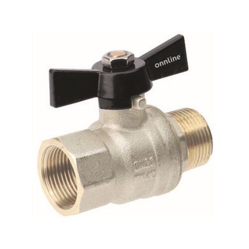 Golyóscsap DN20, PN40, belső-külső menet 3/4 hüvelykes, pillangós karral, tömszelence, teljes furatú, megerősített V17 típus, ONNLINE 145125536