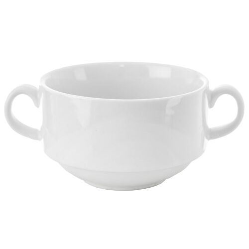 MONA porcelán levesestál fogantyúkkal, oldalnézet - Tál