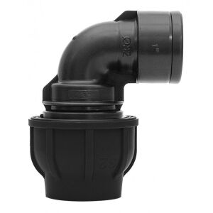 PP szorító könyök 90 fok 63x2"" GW belső menet PN16, PE csövekhez, fekete 145128129 - KPE idom