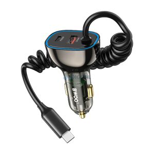 BWOO CC96C 30W PD autós töltő 1x USB-C 1x USB port USB-C kábellel szürke 145093470 - Bwoo