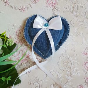 ESKÜVŐ GYP21 - Farmer szív alakú masnis gyűrűpárna 145088278 - Ajándékötlet esküvőre