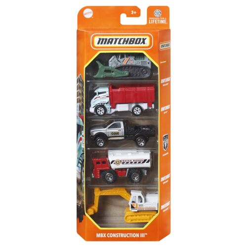 5 darabos MBX Construction III fém autó készlet, 1:64 méretarány 145131325