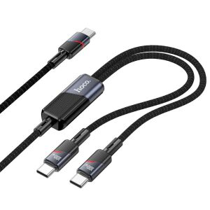 Kábel 2in1 USB C-ről USB C-re / USB C Hoco 5A 100W 1,2 m U139 fekete 145097871 - Hoco