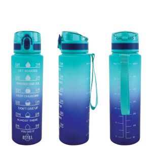 Vizespalack 700 ml, motivációs, műanyag, KÉK SZÍNES, 25,10x6,9 cm