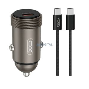 XO autós töltő CC70 PD 30W 1x USB-C fekete + kábel USB-C - USB-C 145101328 - XO
