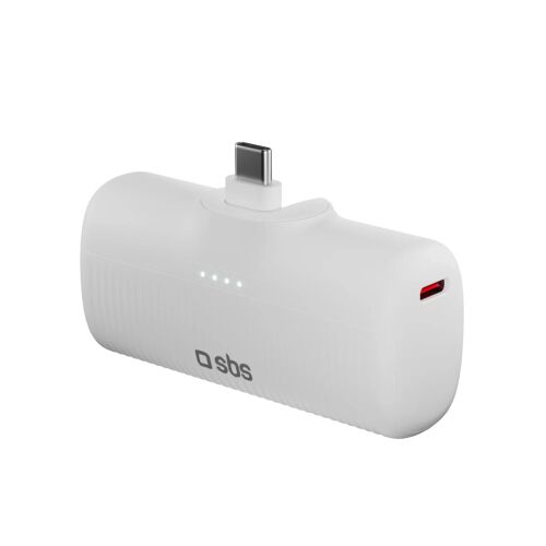 SBS EcoPower 5000 mAh 10W Powerbank beépített USB-C porttal - Fehér színű