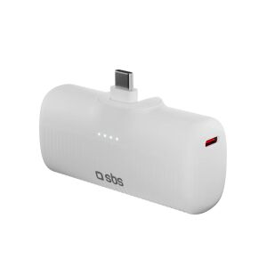 SBS EcoPower 5000 mAh 10W Powerbank beépített USB-C porttal - Fehér színű