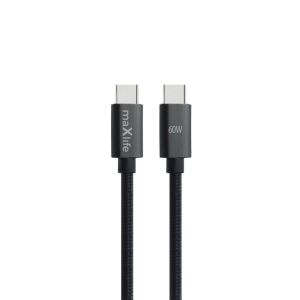 Maxlife MXUC-12 kábel USB-C - USB-C 1,0 m 60W fekete 145117195 - Kábel & Tartozék