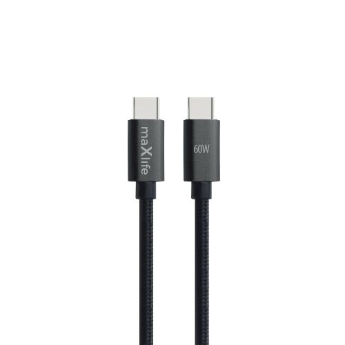 Maxlife MXUC-12 kábel USB-C - USB-C 1,0 m 60W fekete