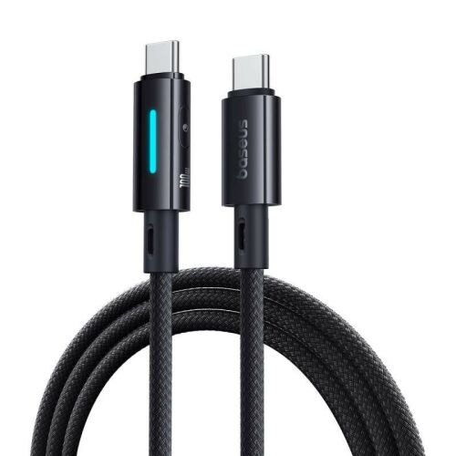 Baseus világító gomb-vezérlésű gyors töltő adatkábel USB-C-USB-C 100W 2m Cosmic Fekete 145112492
