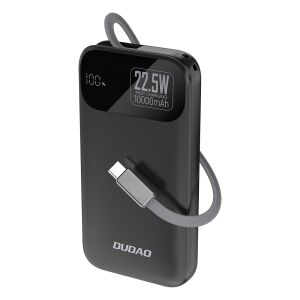 Dudao K31 10000 mAh 22.5W PD Powerbank beépített kábellel - Fekete