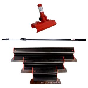 Zestaw 3 profesjonalnych szpachelek ze stali nierdzewnej, 25, 40, 60 cm, podpórka, trzonek teleskopowy 1,2-2,2 m, Ergoplast 145131987 - Narzędzie ręczne